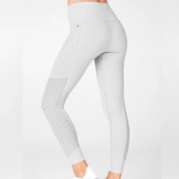 Fabletics Eco Sync High-Waisted Perforated 7/8 Legging Light Gray Heather - Picture 1 of 10
